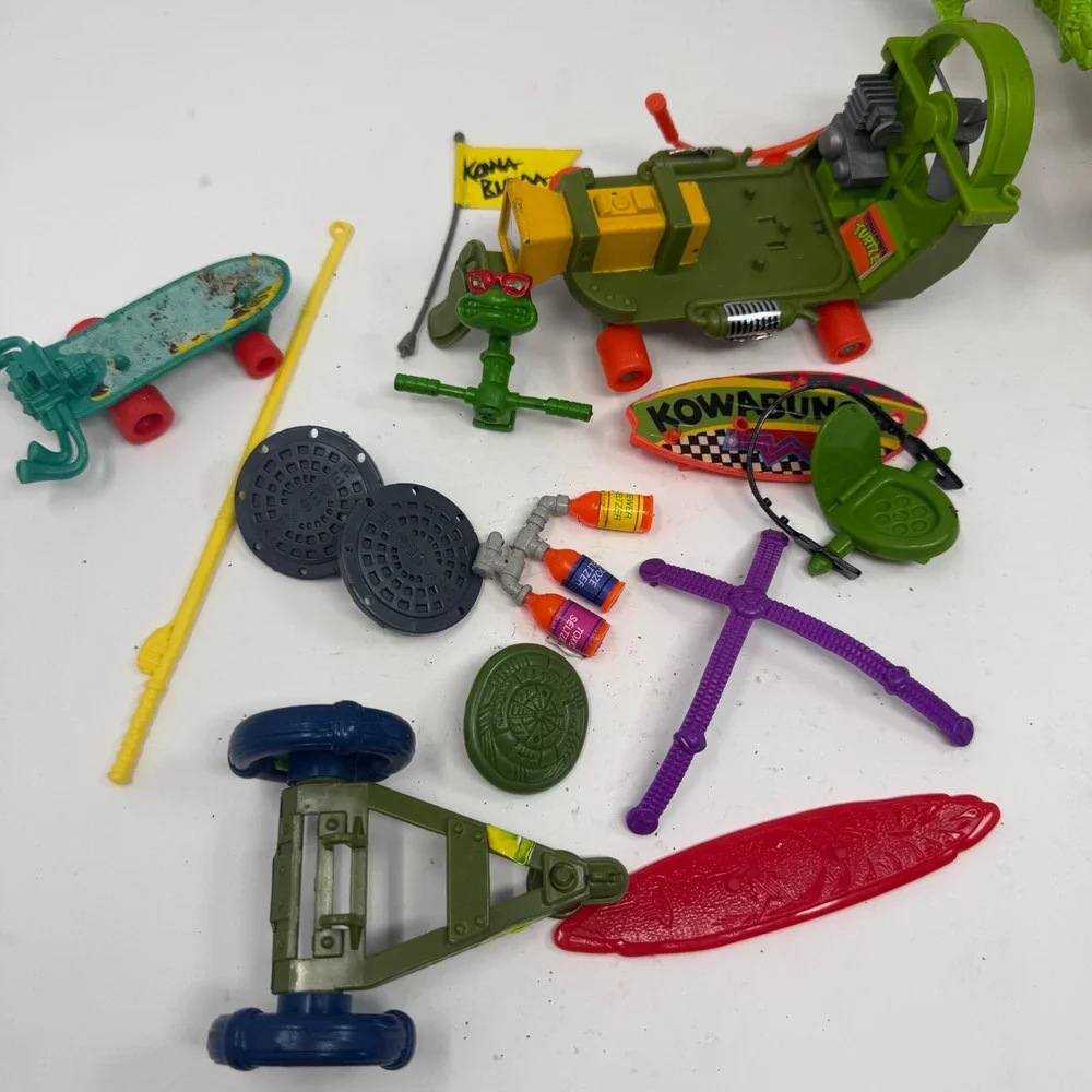 Vintage TMNT Accessories Lot Playmates Sewer Seltzer Skateboard Manhole Covers